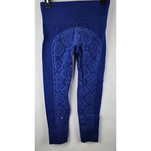 Lululemon Ebb To Street Pant Sapphire Blue Geomwtric Seamless Waist Womens 6